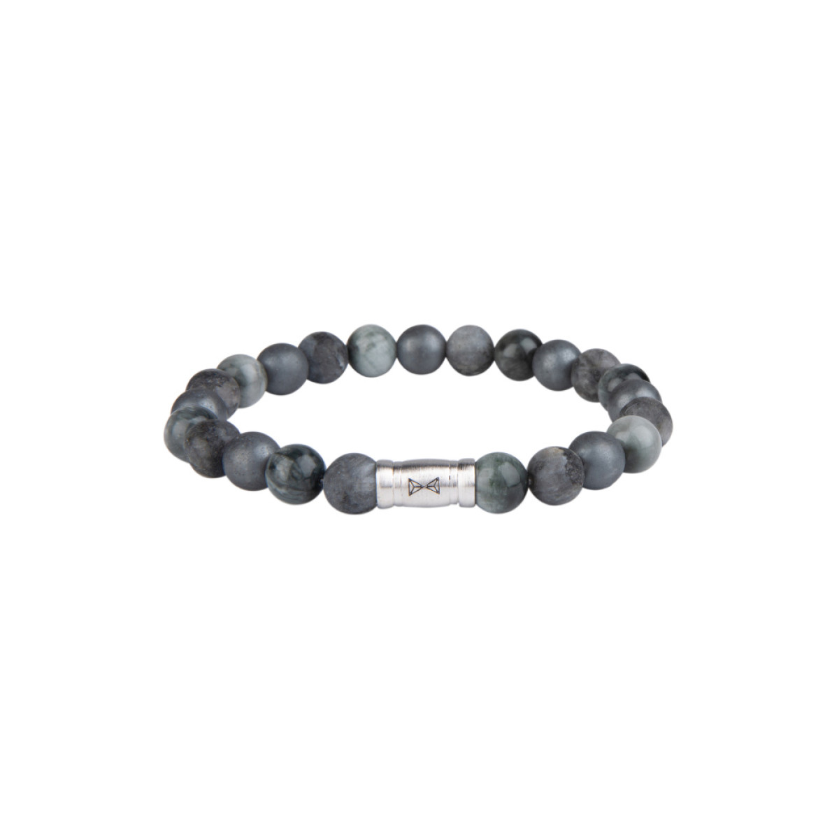 Aze Jewels Rocks AZ-BS014-A zilveren kralenarmband met grijze stenen 8 mm breed