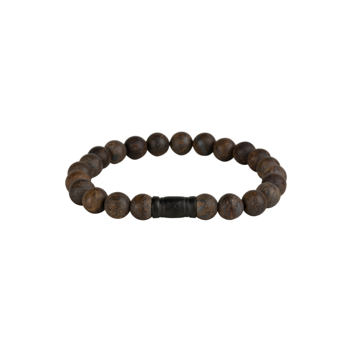 Aze Jewels Rocks AZ-BS026-A kralenarmband zwart met bruine bronzoniet steen 8 mm breed