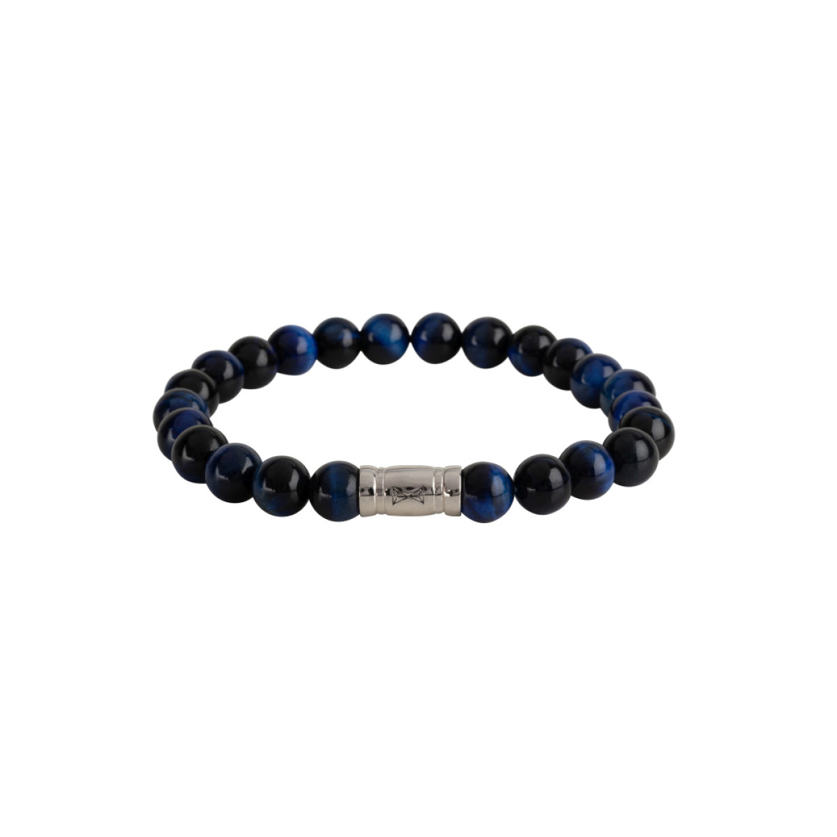 Aze Jewels Rocks AZ-BS028-A zilveren armband met blauwe en zwarte kralen tijgeroog 8 mm breed