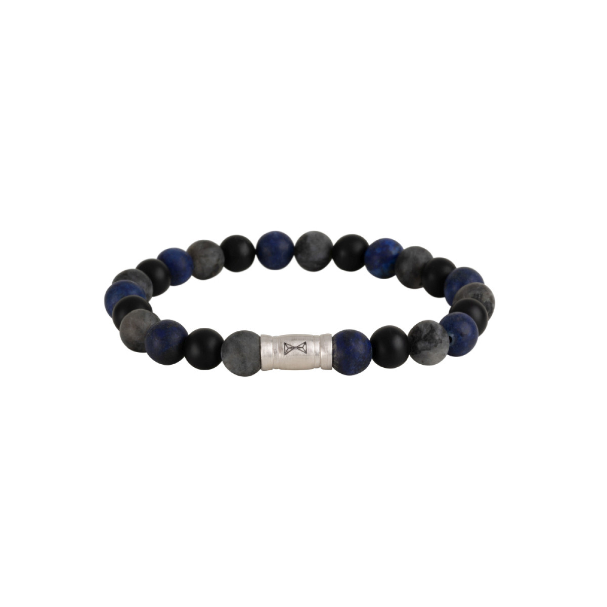 Aze Jewels Rocks AZ-BS032-A matte kralenarmband met onyx en lapis lazuli 8 mm breed
