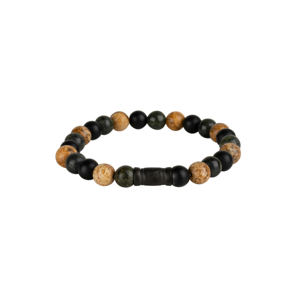 Aze Jewels Rocks AZ-BS034-A zilveren armband met zwarte en bruine stenen 8 mm breed
