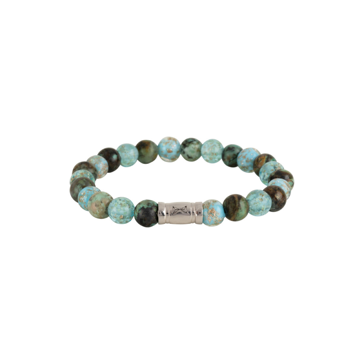 Aze Jewels Rocks AZ-BS036-A zilveren armband met turquoise en groene kralen 8 mm breed