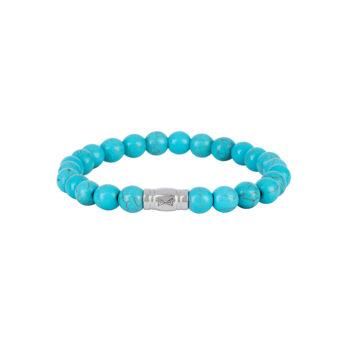 Aze Jewels Rocks AZ-BS039-A zilveren armband met turquoise kralen 8 mm breed