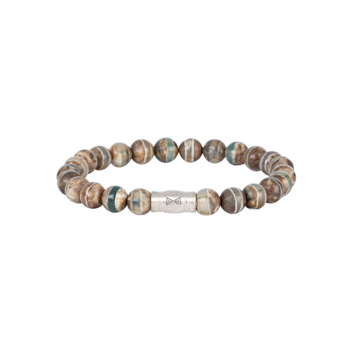 Aze Jewels Rocks AZ-BS040-A kralenarmband met bruin groene agaatstenen 8 mm breed
