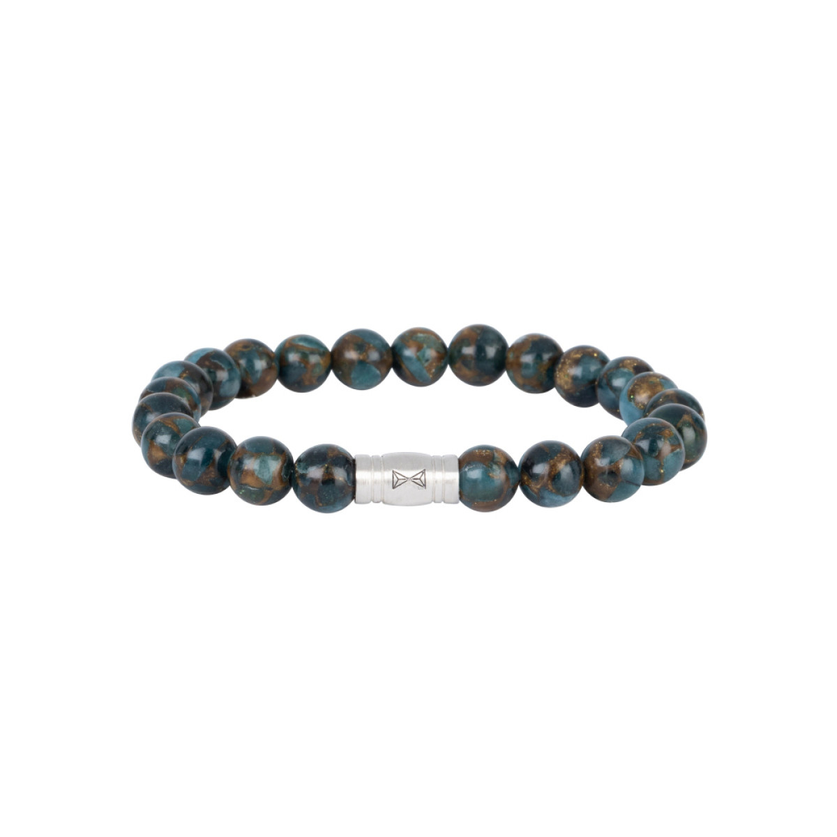 Aze Jewels Rocks AZ-BS042-A zilveren heren kralenarmband met jaspisstenen 8 mm breed