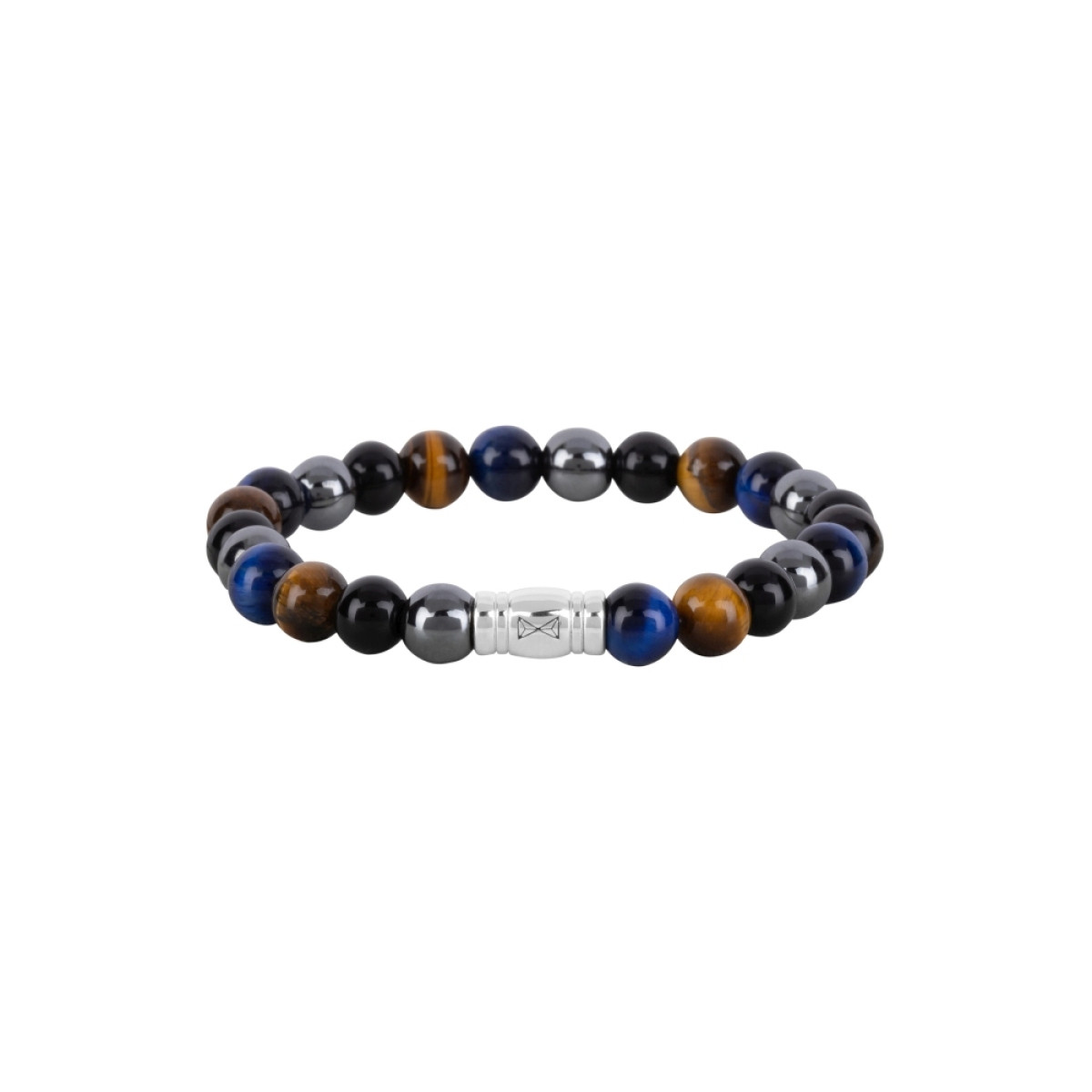 Aze Jewels Rocks AZ-BS043-A kralenarmband met agaat hematiet en tijgeroog 8 mm breed