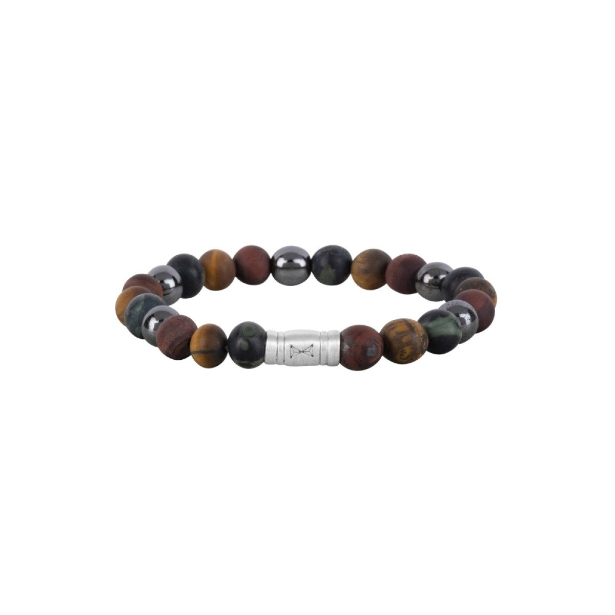 Aze Jewels Rocks AZ-BS045-A heren kralenarmband bruin zwart groen 8 mm breed