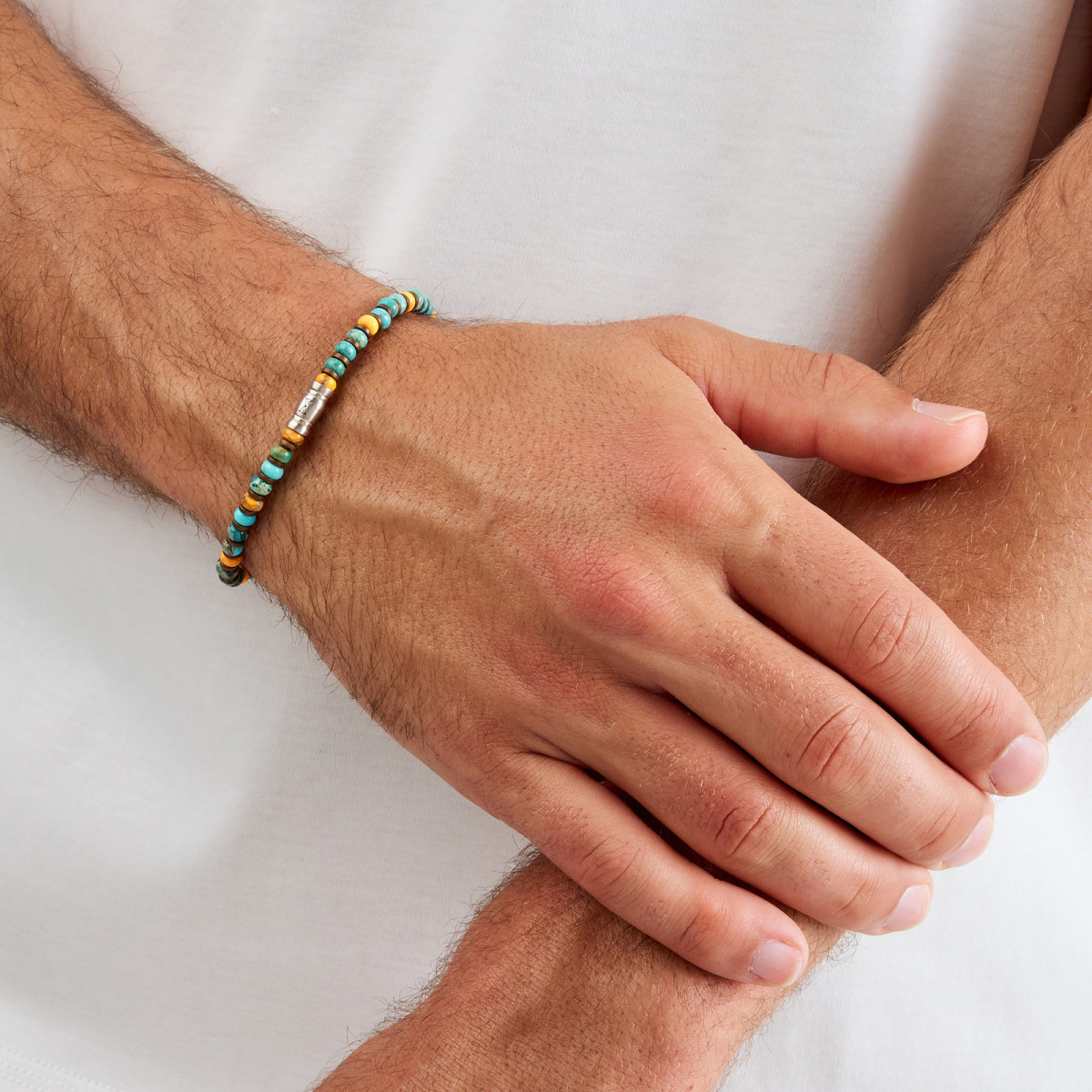 Aze Jewels Rocks AZ-BS410-A multicolor kralenarmband met agaat en hematiet 4 mm breed