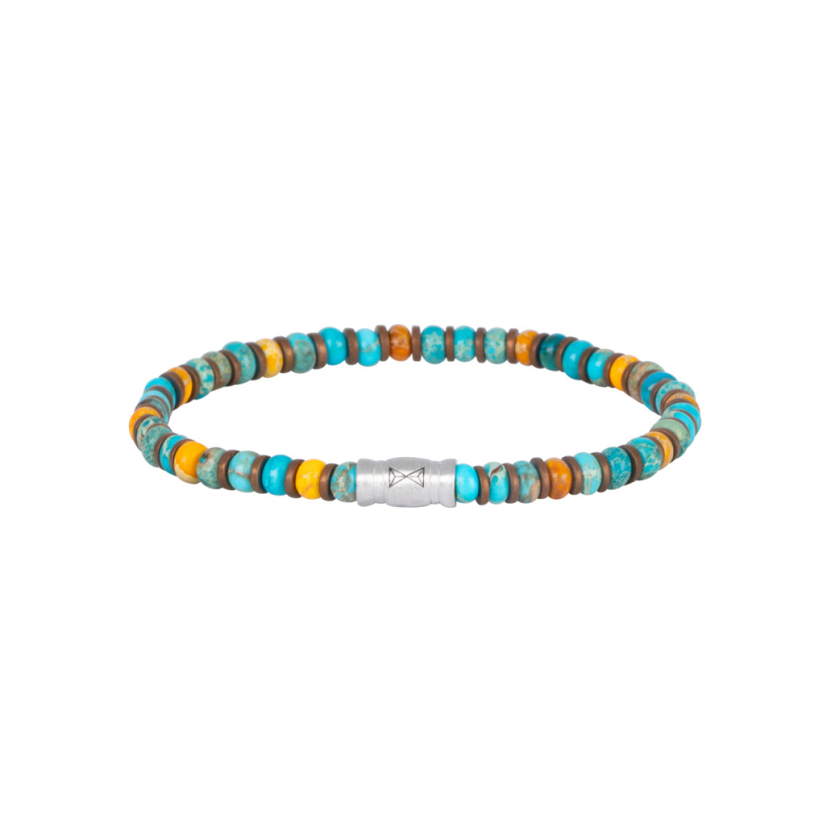 Aze Jewels Rocks AZ-BS410-A multicolor kralenarmband met agaat en hematiet 4 mm breed
