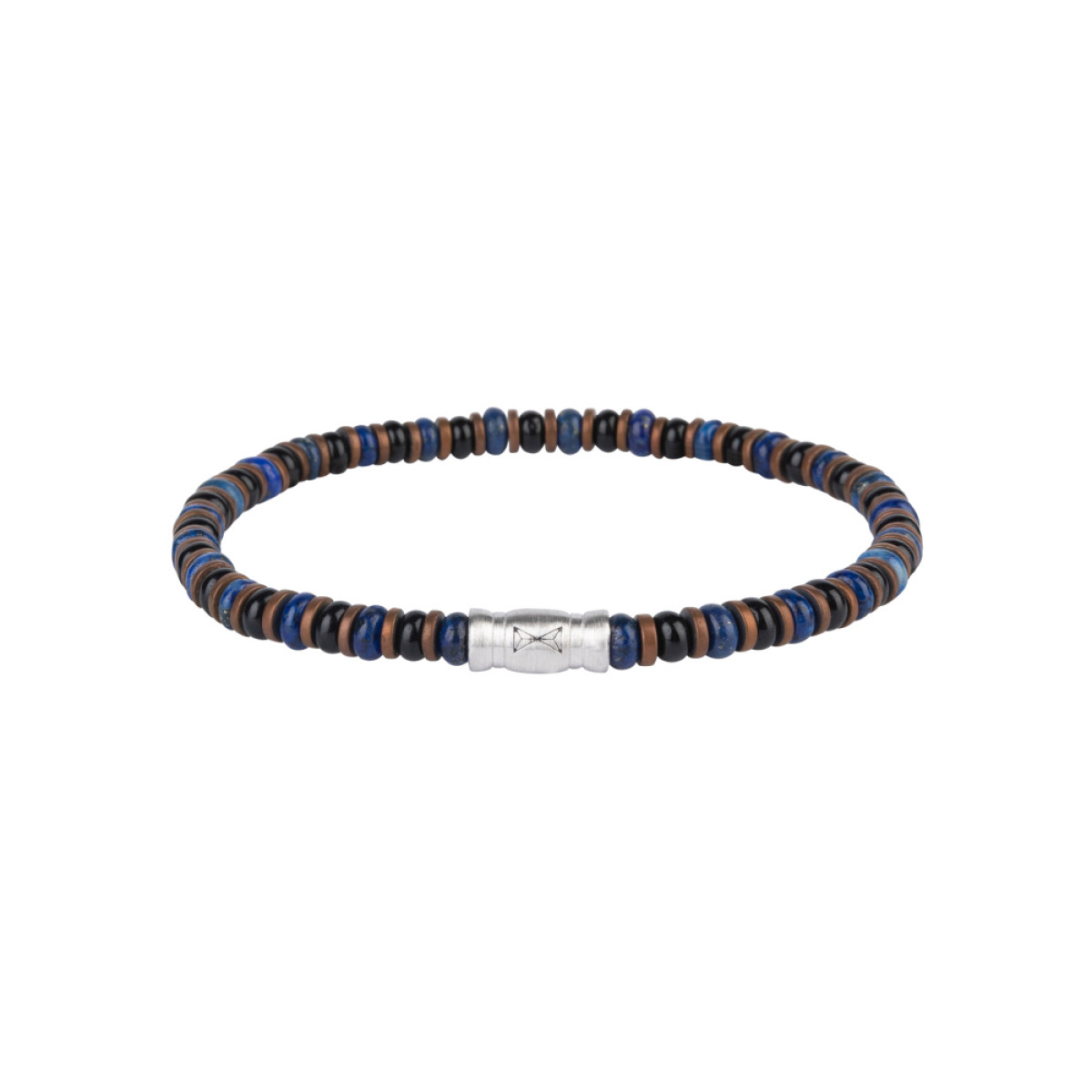 Aze Jewels Rocks AZ-BS412-A kralenarmband met hematiet lapis lazuli obsidiaan 4 mm breed