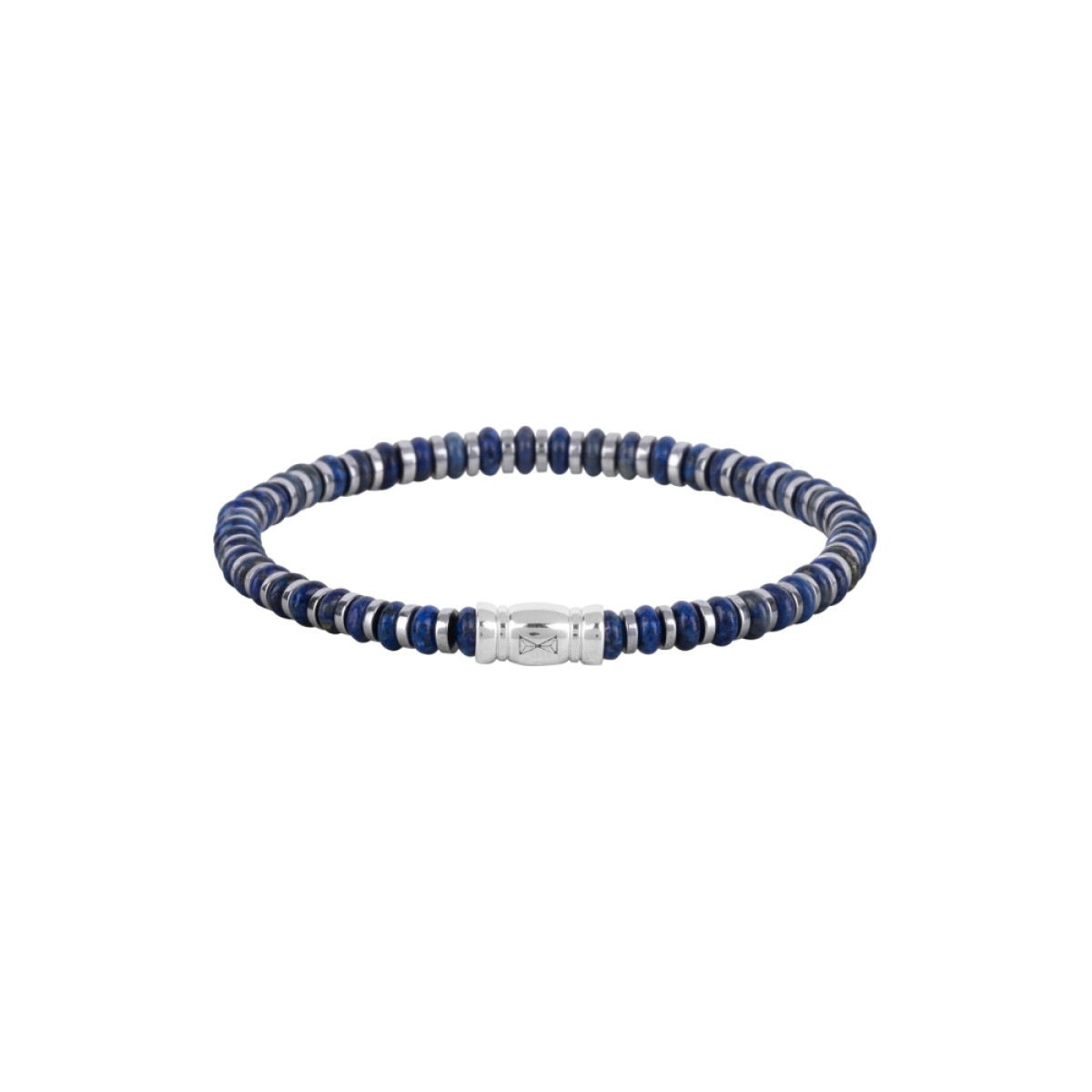 Aze Jewels Rocks AZ-BS415-A kralenarmband met hematiet en blauwe lapis lazuli 8 mm breed