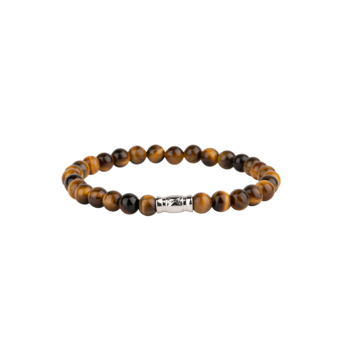 Aze Jewels Rocks AZ-BS604-A bruine kralenarmband met ronde tijgeroog stenen 6 mm breed