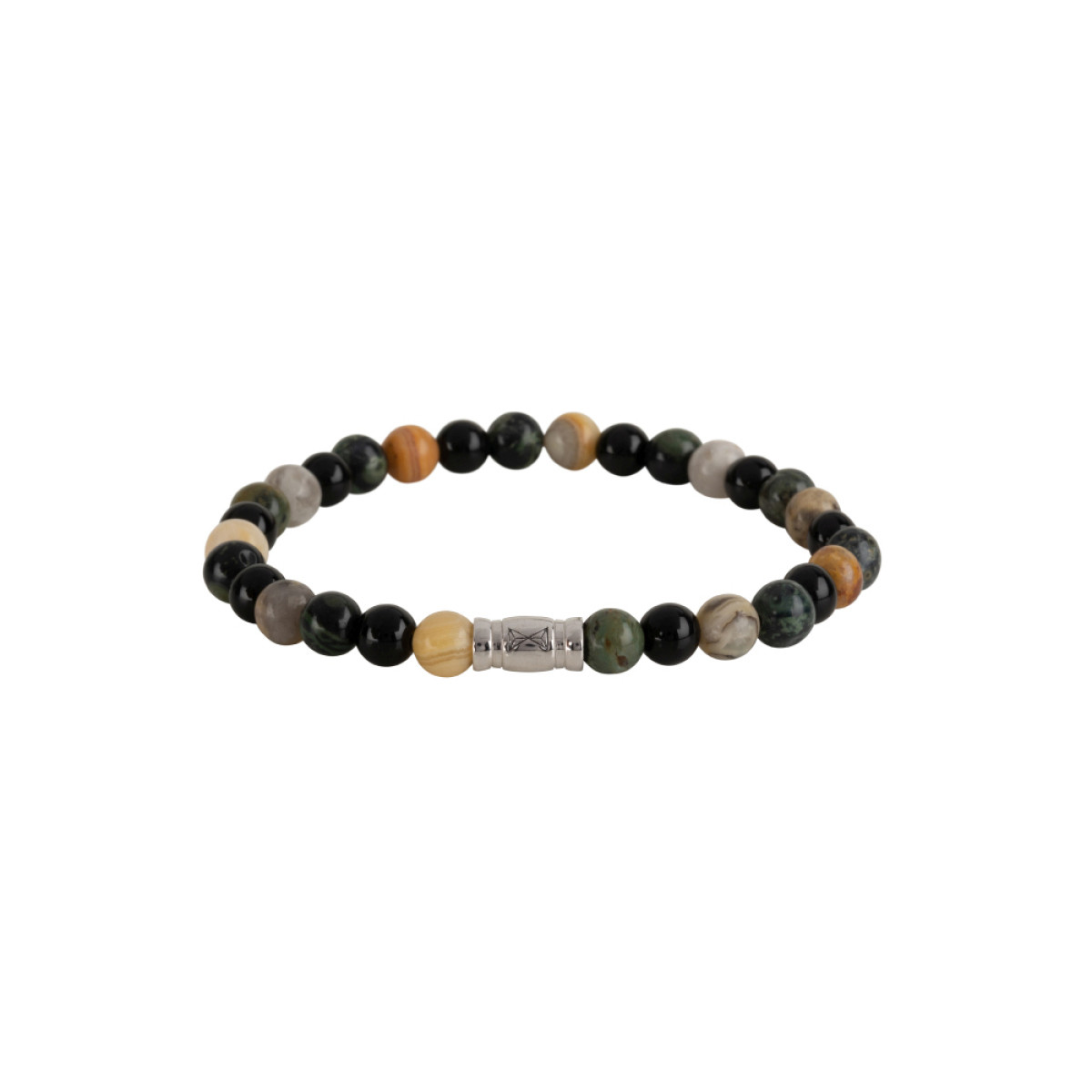 Aze Jewels Rocks AZ-BS608-A kralenarmband met agaat chrysantsteen ryoliet 6 mm breed