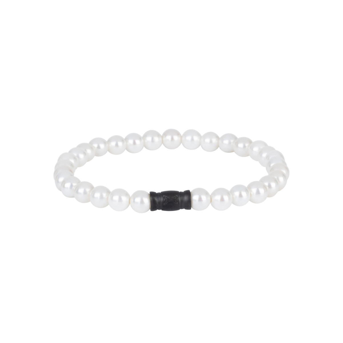Aze Jewels Rocks AZ-BS610-A herenarmband met witte parels 6 mm breed