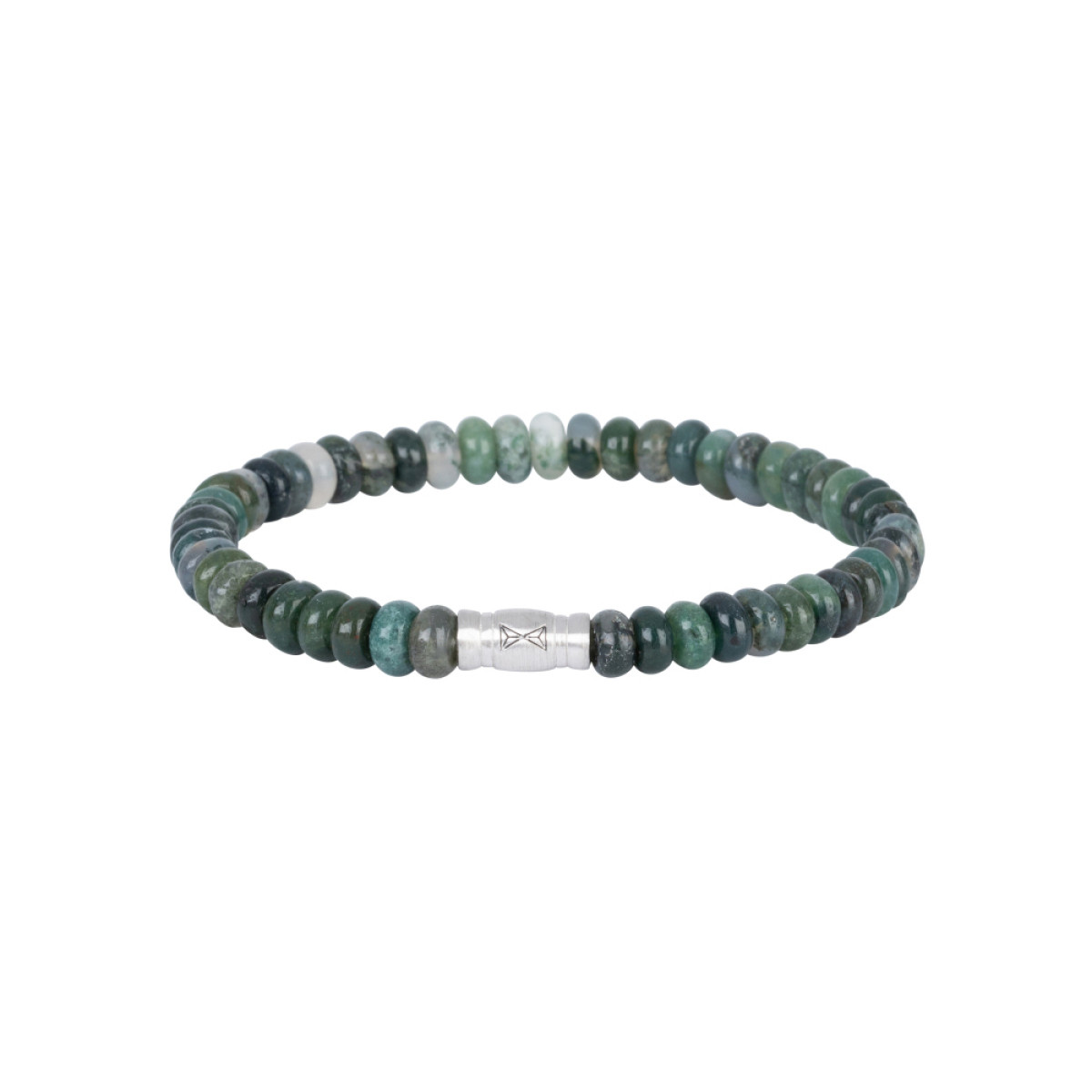 Aze Jewels Rocks AZ-BS615-A groen blauwe armband met ovale jade kralen 6 mm breed