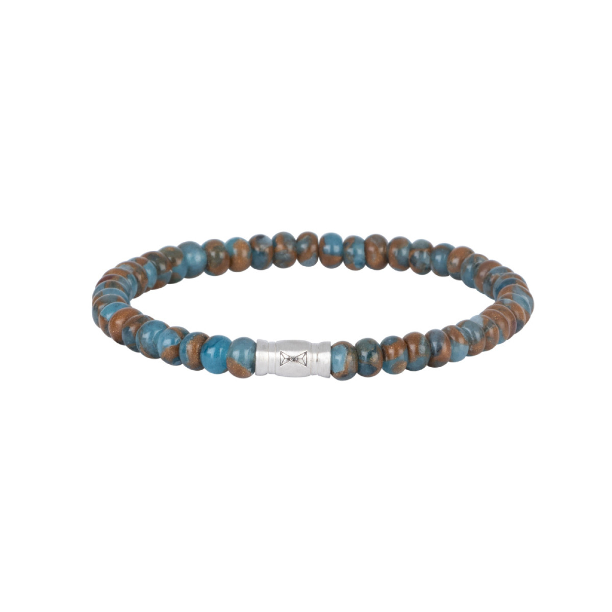 Aze Jewels Rocks AZ-BS616-A blauw bruine kralenarmband met jaspis stenen 6 mm breed