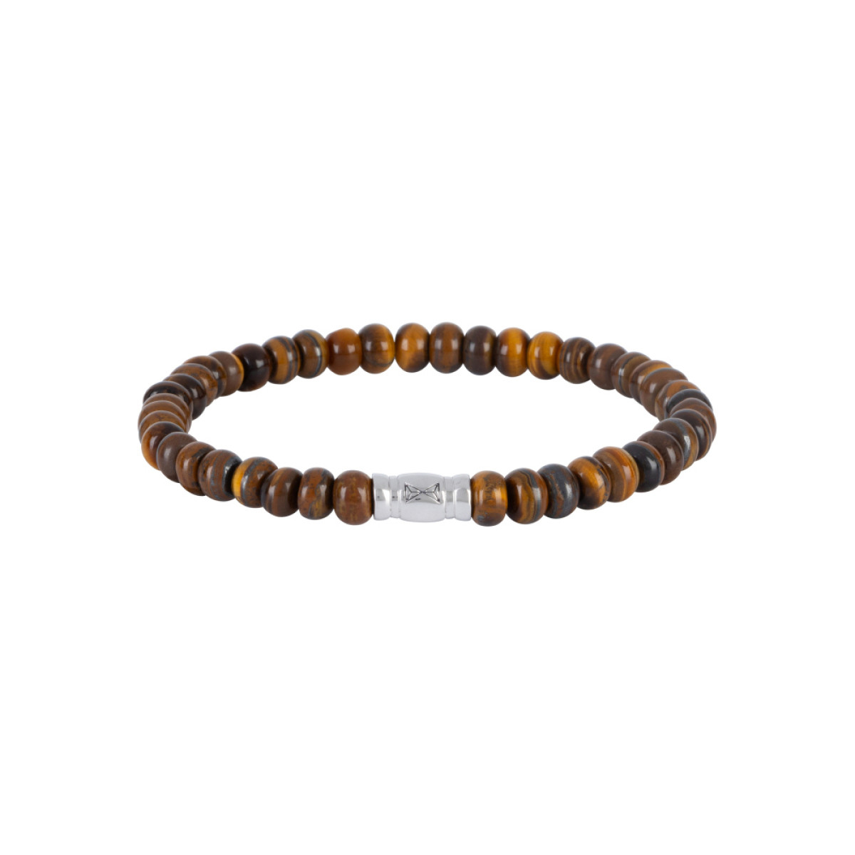 Aze Jewels Rocks AZ-BS617-A heren kralenarmband met bruine ovale tijgeroog 6 mm breed