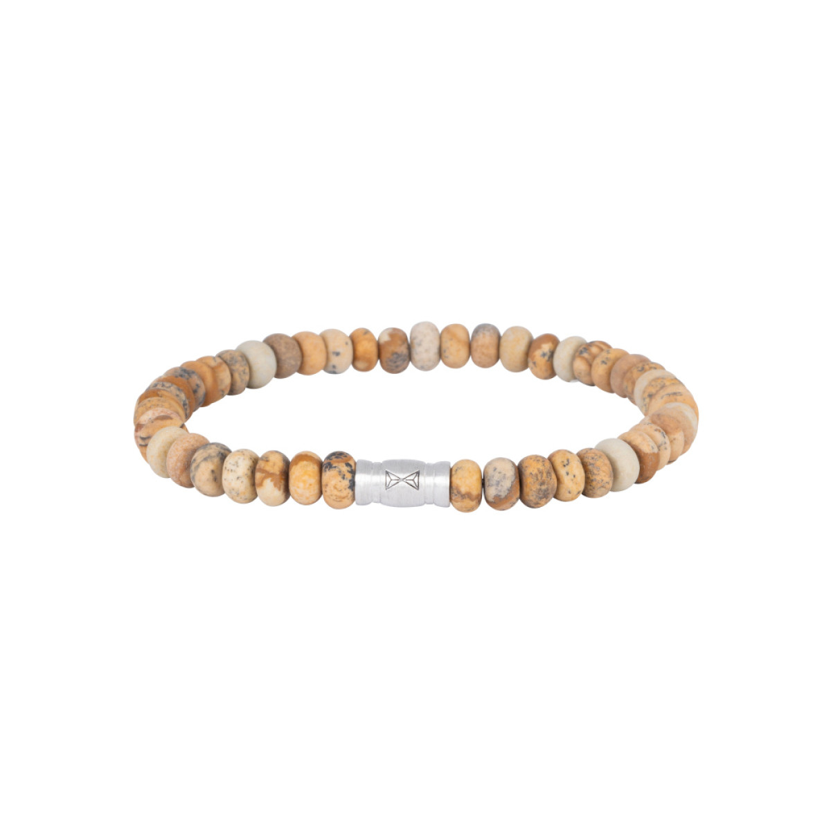 Aze Jewels Rocks AZ-BS618-A bruine kralenarmband met ovale jaspis 6 mm breed