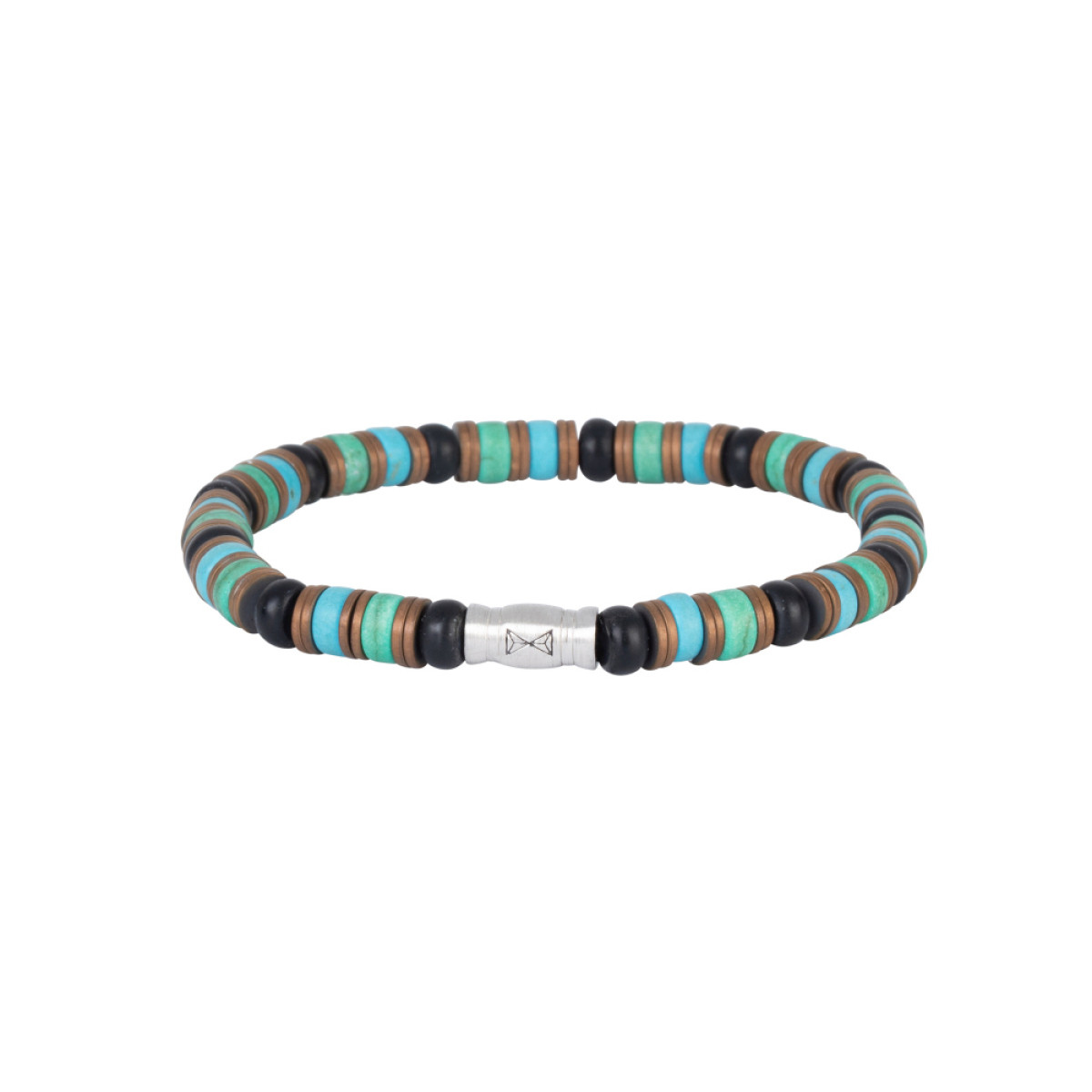 Aze Jewels Rocks AZ-BS619-A mulitcolor kralenarmband met onyx hematiet turkoois 6 mm breed
