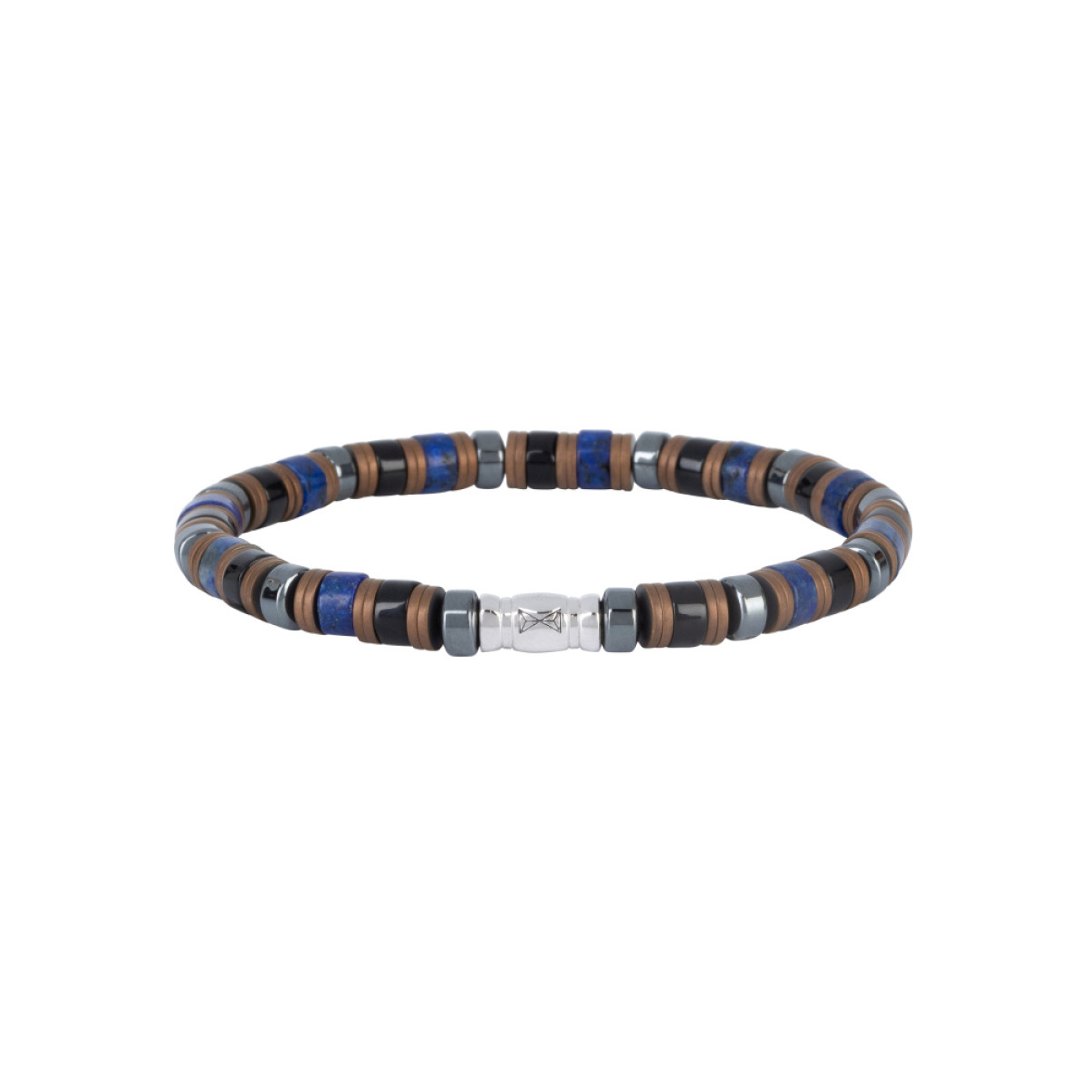 Aze Jewels Rocks AZ-BS620-A armband met hematiet lapis lazuli en obsidiaan 6 mm breed