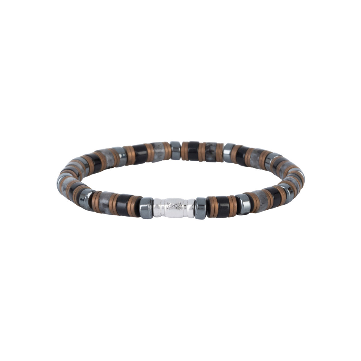 Aze Jewels Rocks  AZ-BS621-A kralenarmband met onyx hematiet larvakiet 6 mm breed