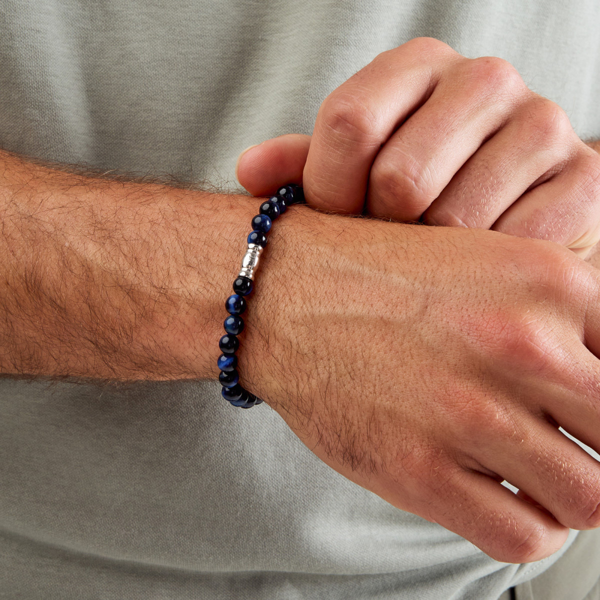 Aze Jewels Rocks AZ-BS624-A kralenarmband met blauwe tijgeroog 6 mm breed