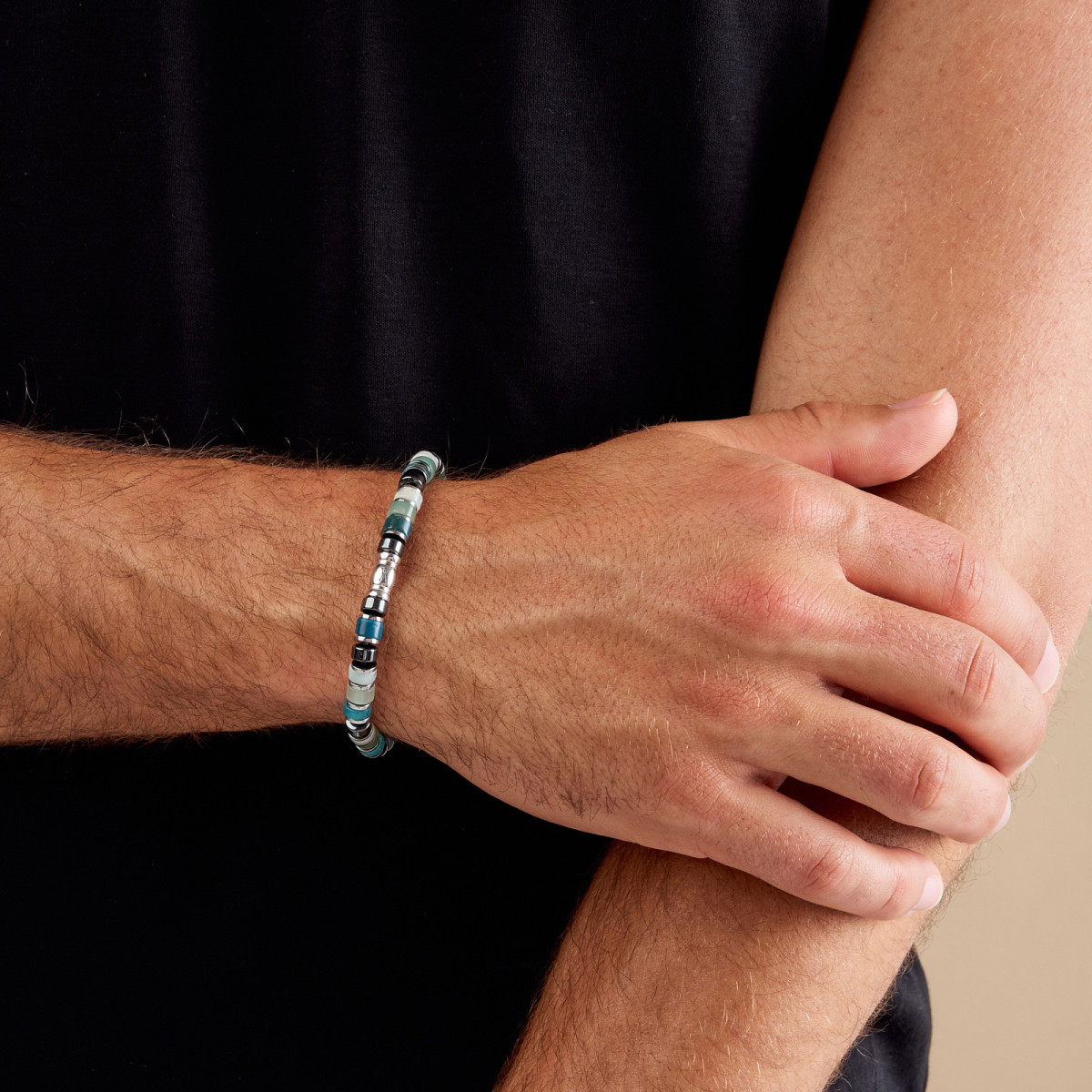 Aze Jewels Rocks AZ-BS628-A armband met kleurrijke agaat en druksluiting 6 mm breed
