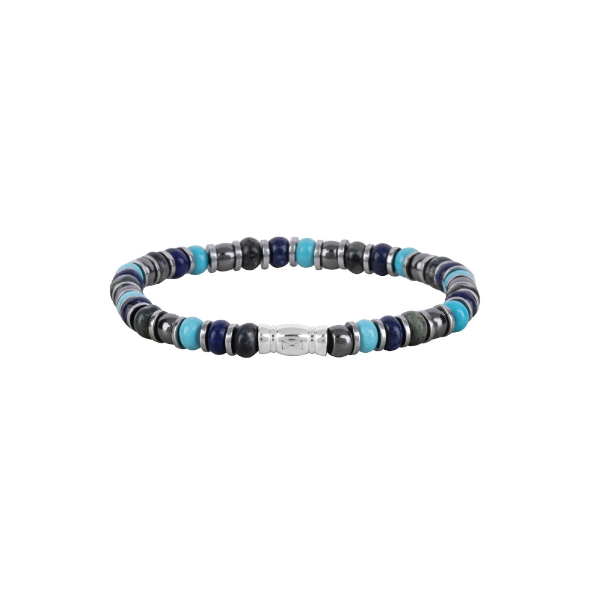 Aze Jewels Rocks AZ-BS629-A kralenarmband met hematiet lapis lazuli ryoliet turkoois 6 mm breed
