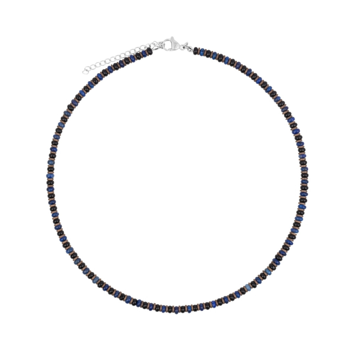 Aze Jewels Rocks AZ-NL412-A heren kralenketting met agaat hematiet en lapis lazuli 6 mm breed - Lengte 45-50 cm