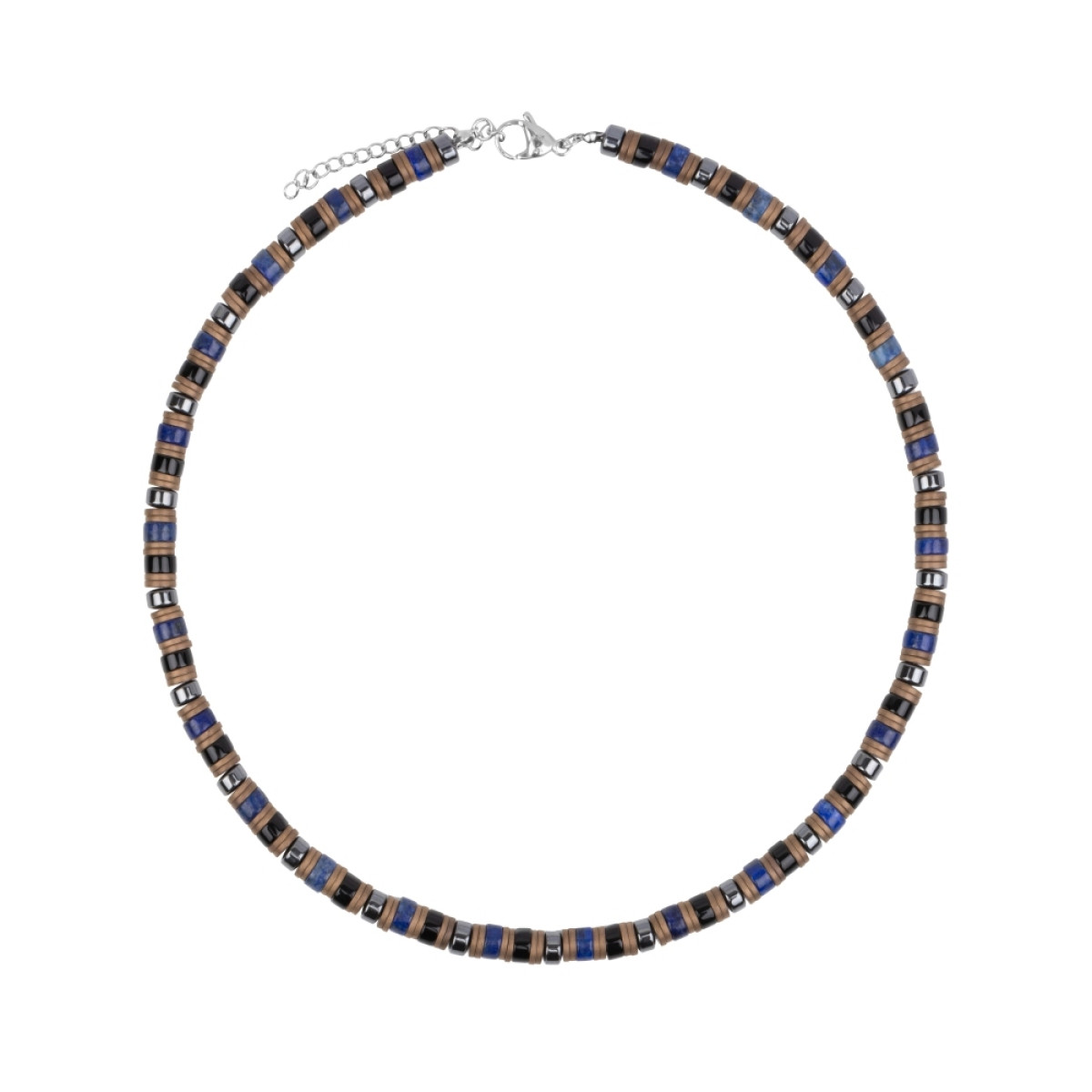 Aze Jewels Rocks AZ-NL620-A bruine kralenketting 6 mm breed - Lengte 45-50 cm