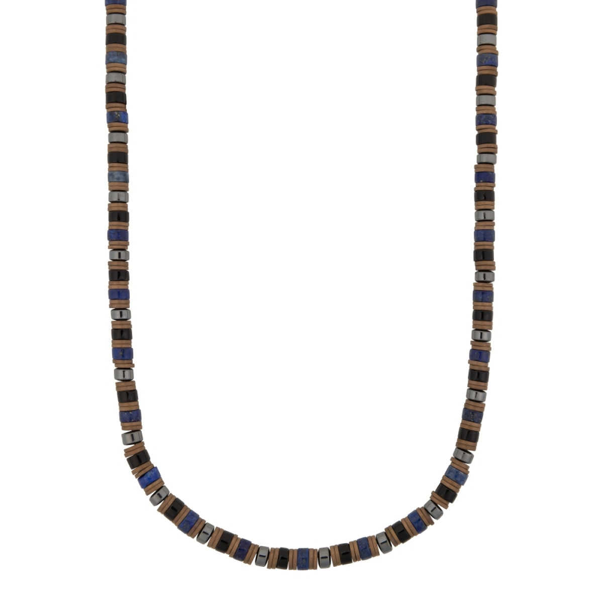 Aze Jewels Rocks AZ-NL620-A bruine kralenketting 6 mm breed - Lengte 45-50 cm