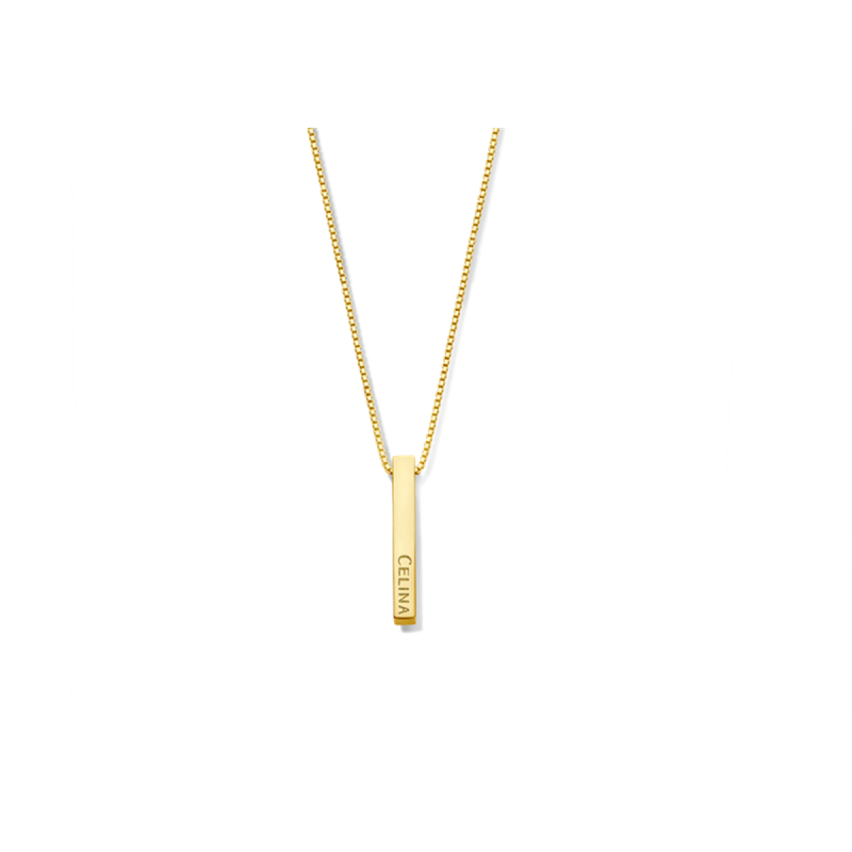 Gouden bar hanger met namen