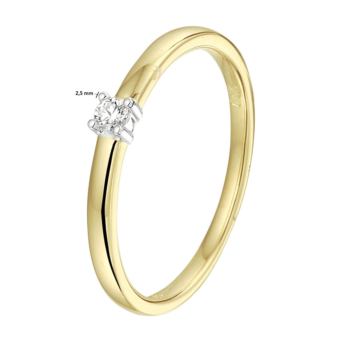 Bicolor ring met diamant 2.5 mm