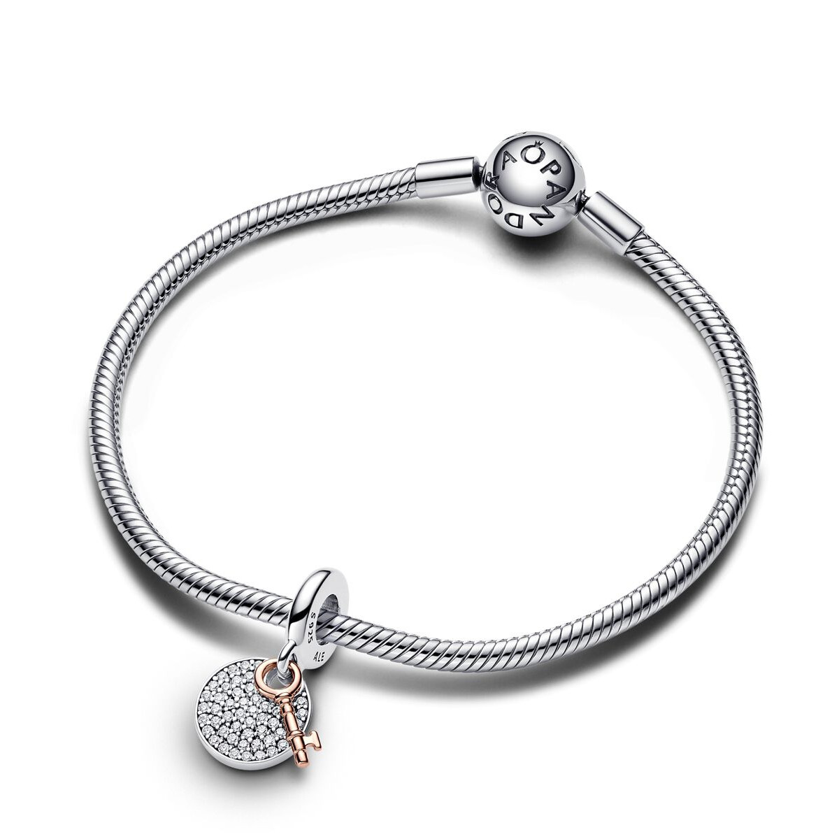 Pandora Moments 783236C01 hangende bedel met sleutel, tekst en transparante zirkonia