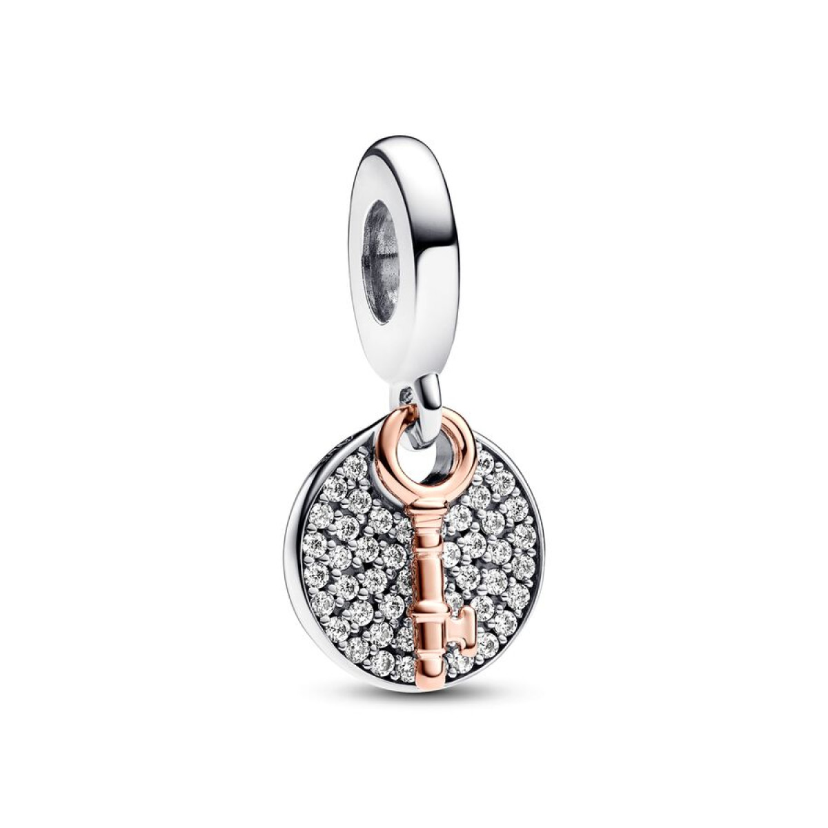 Pandora Moments 783236C01 hangende bedel met sleutel, tekst en transparante zirkonia