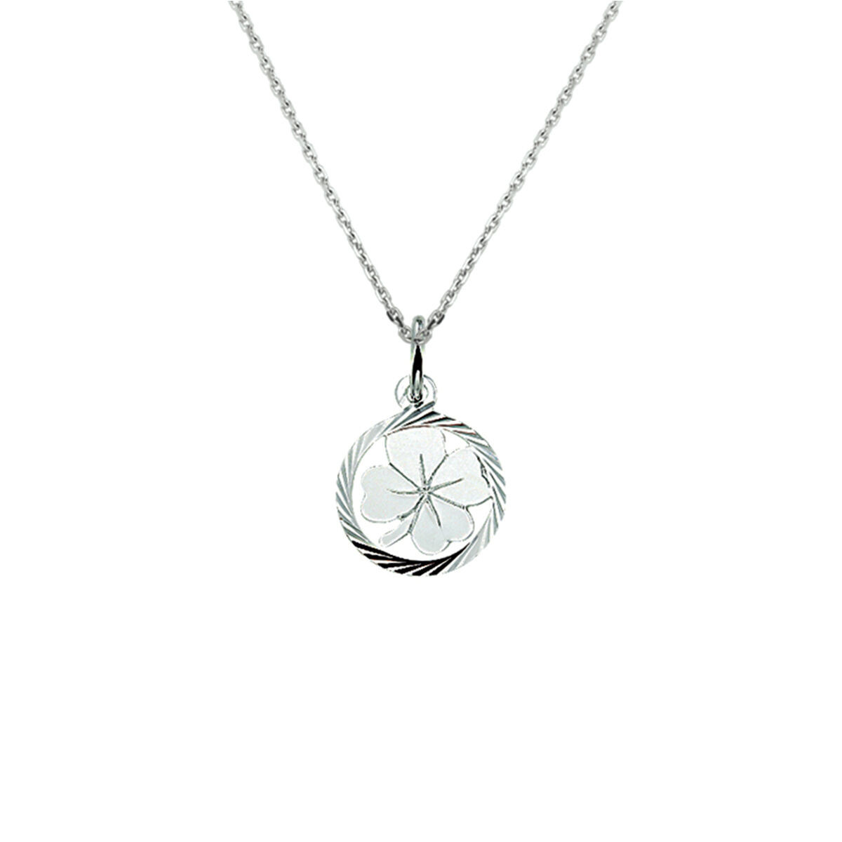 Zilveren klavertje vier ketting met cirkel - Lengte 41-45 cm
