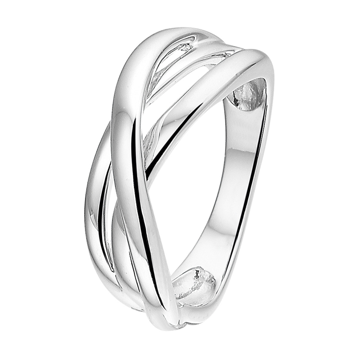 Gladde zilveren ring met drie banen