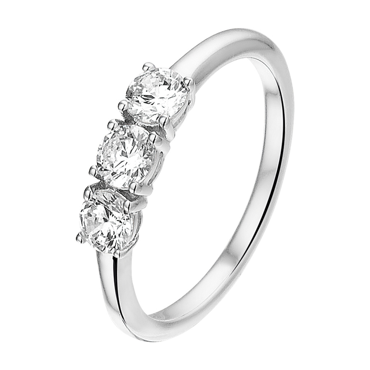 Zilveren dames ring met drie zirkonia stenen
