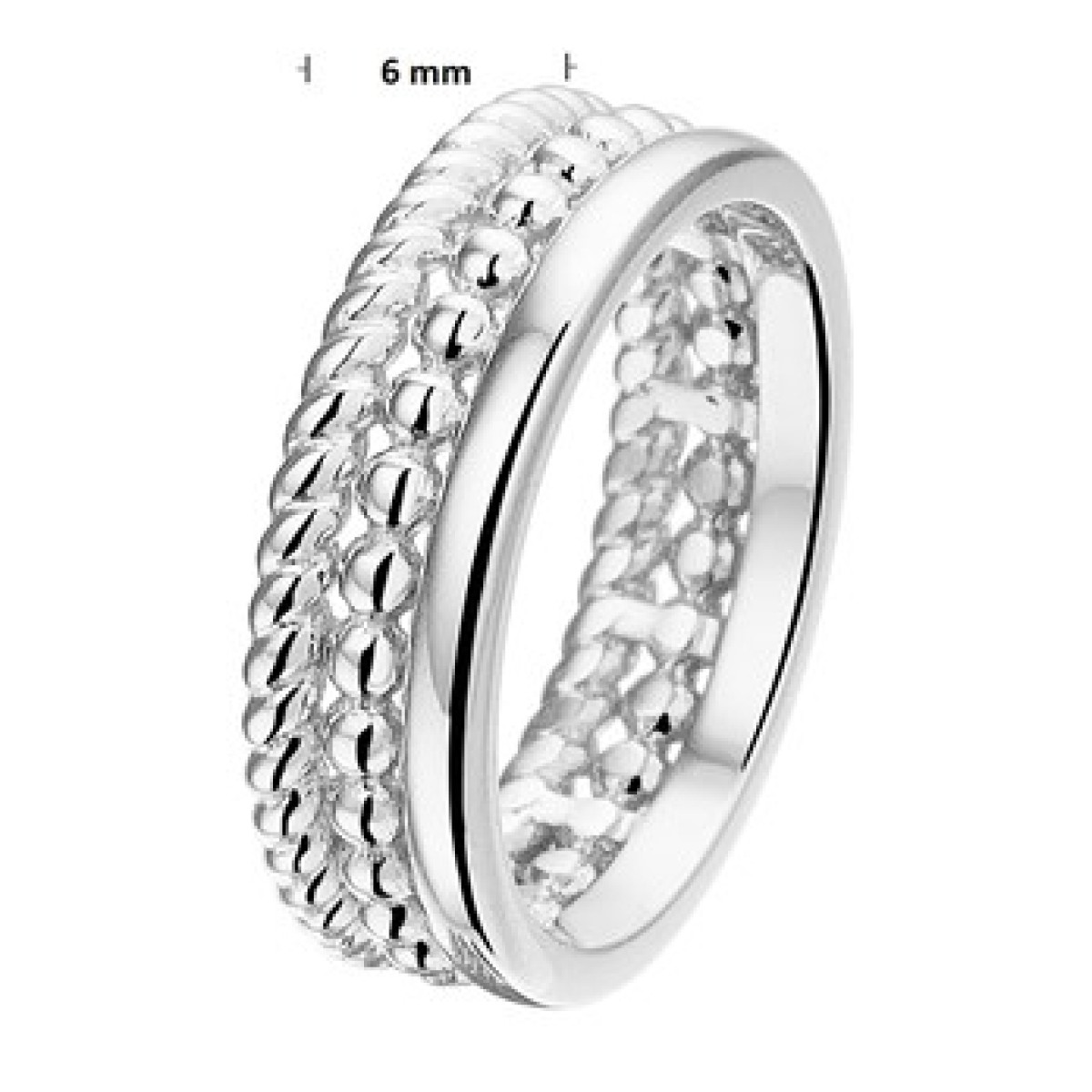 Zilveren dames ring met speels motief