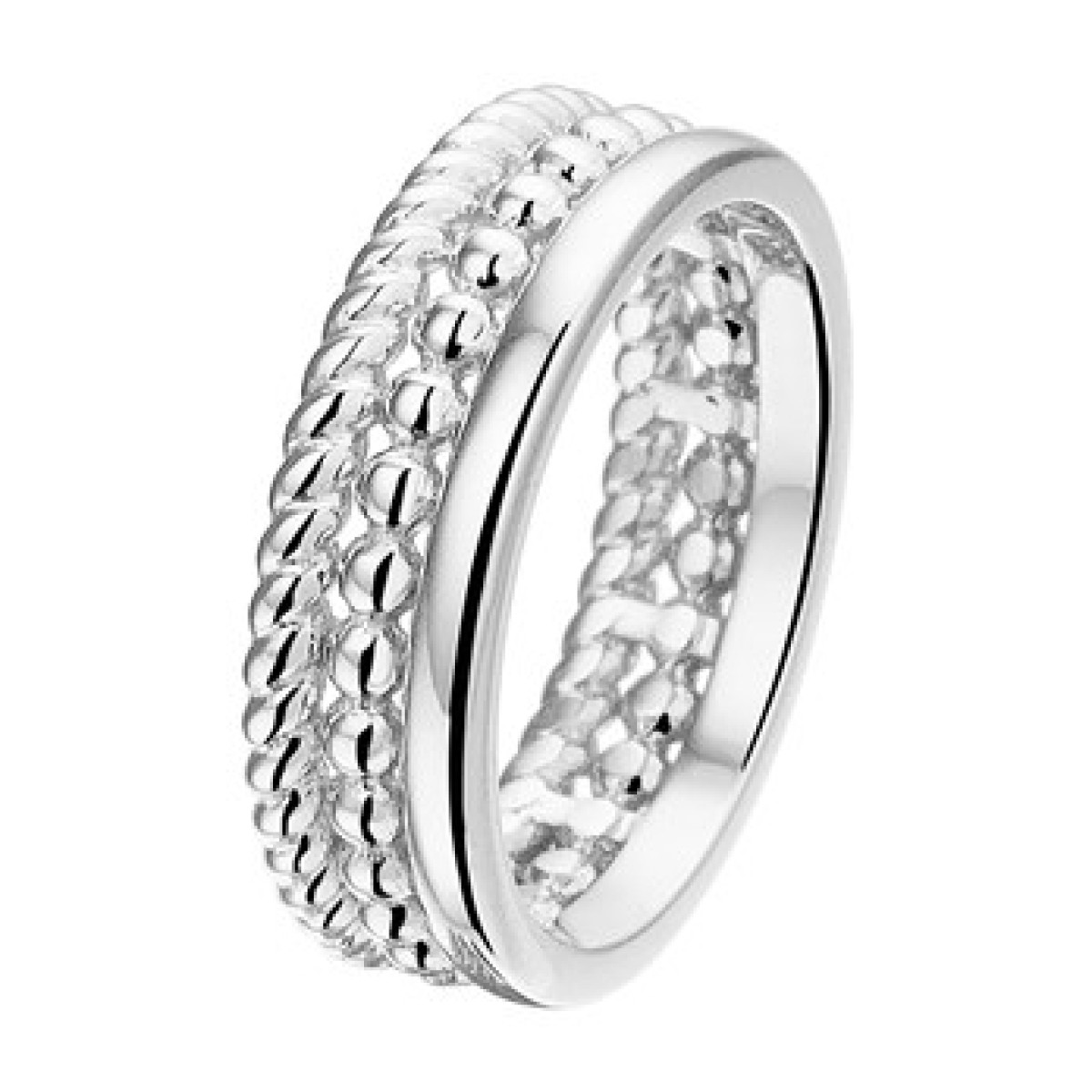 Zilveren dames ring met speels motief