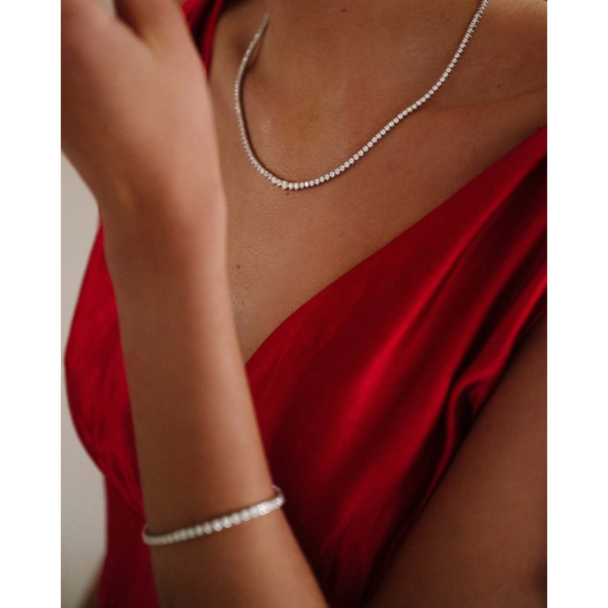Aurore Chloe CA15800500 18-karaat gouden tennisketting met labgrown diamanten 5.00 crt - Lengte 43 cm