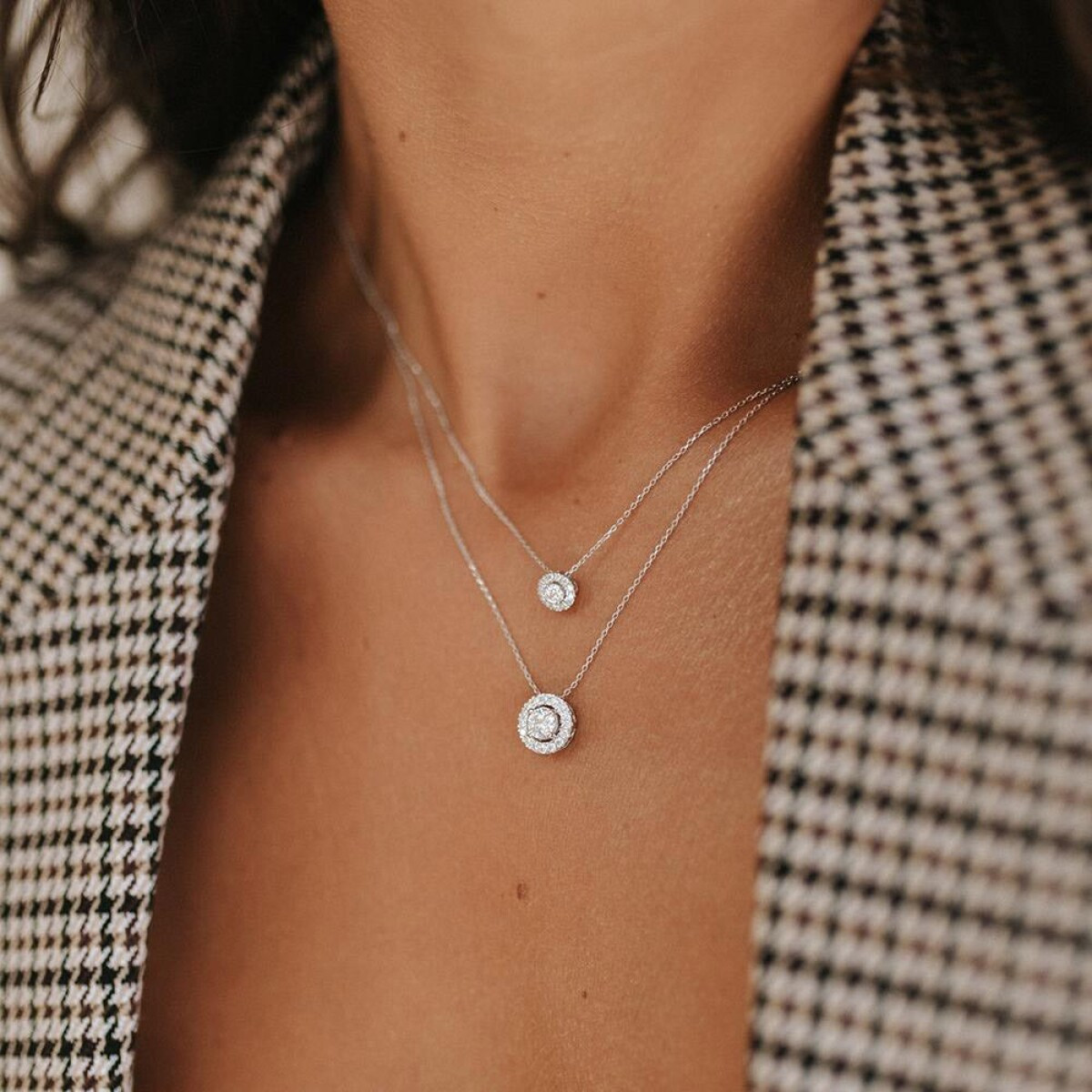 Aurore Emma CA15100020 gouden collier met labgrown diamant 0.20 crt - Lengte 42-45 cm