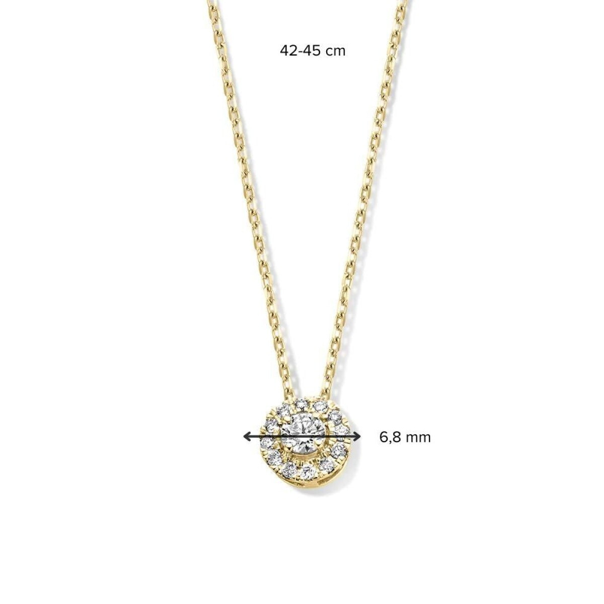 Aurore Emma CA15100020 gouden collier met labgrown diamant 0.20 crt - Lengte 42-45 cm