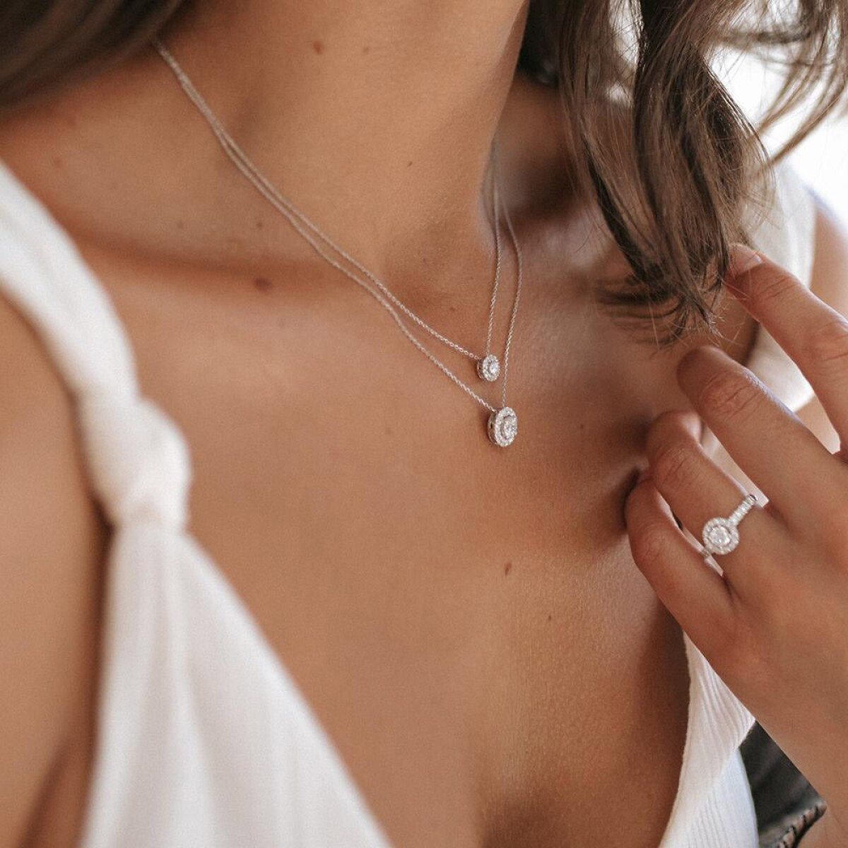 Aurore Emma CA15100020 gouden collier met labgrown diamant 0.20 crt - Lengte 42-45 cm