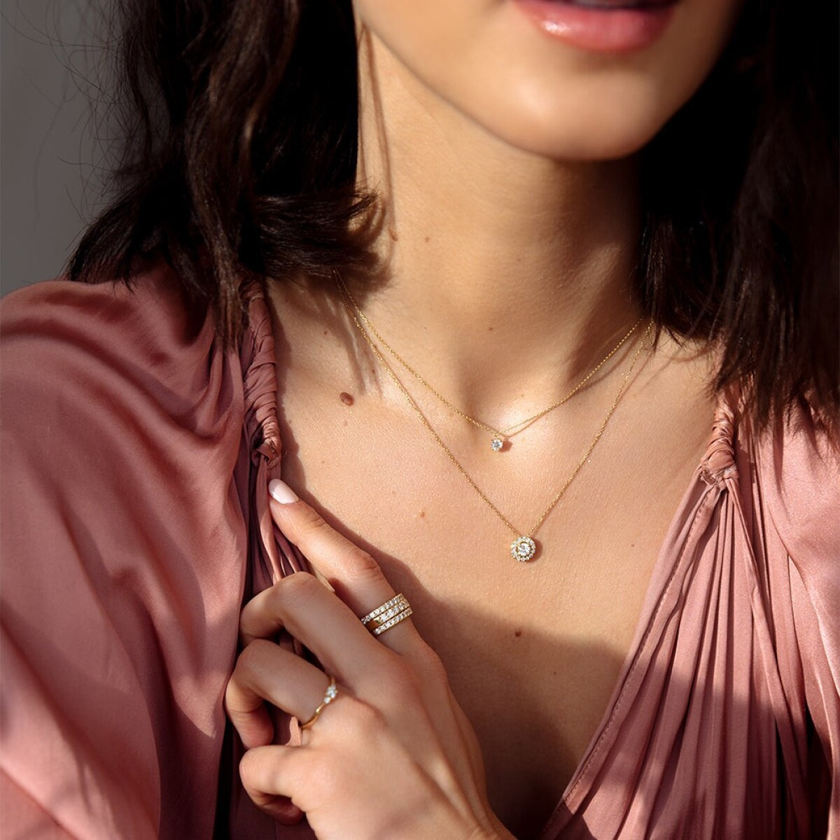 Aurore Emma CA25100050 witgouden collier lab grown diamant 0.50 crt glanzend - Lengte 42-45 cm