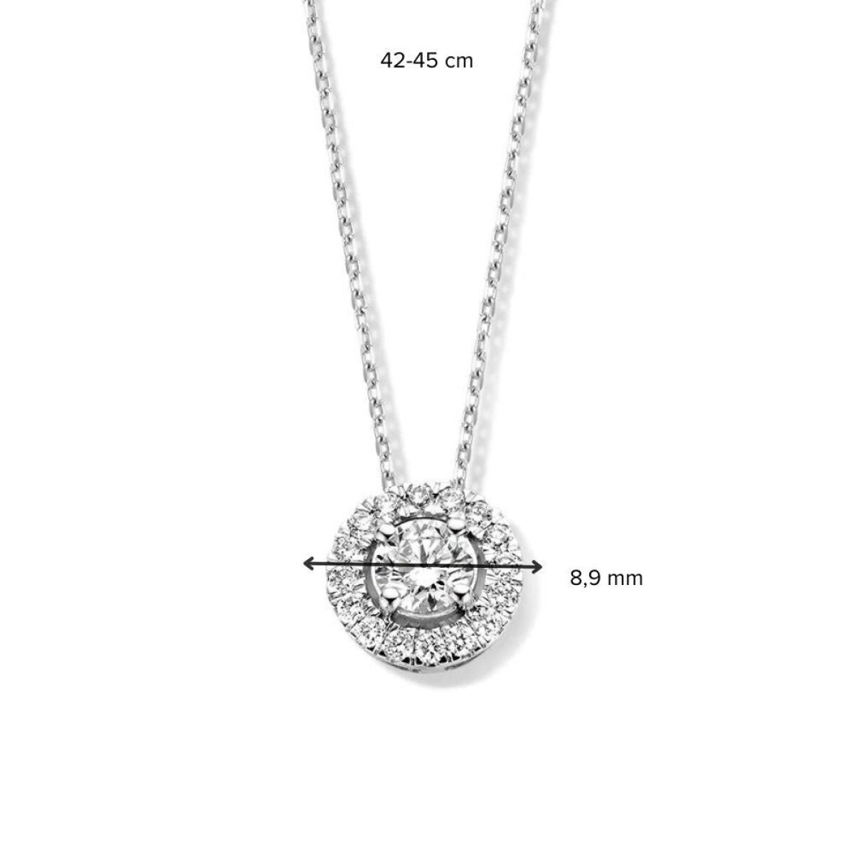 Aurore Emma CA25100050 witgouden collier lab grown diamant 0.50 crt glanzend - Lengte 42-45 cm