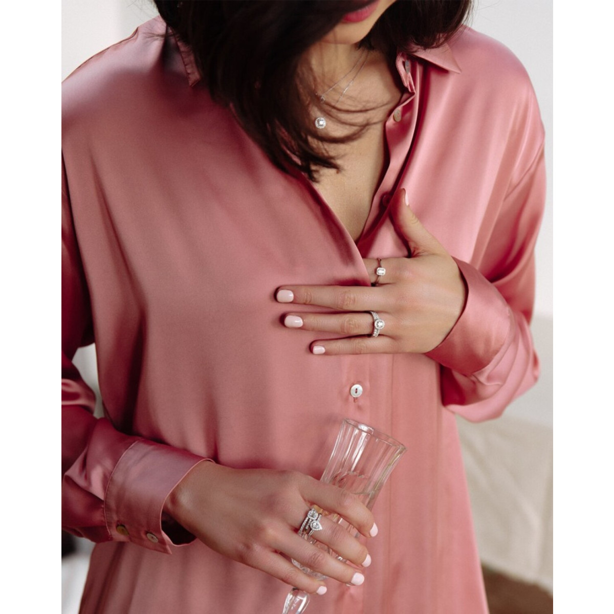 Aurore Emma CA25100050 witgouden collier lab grown diamant 0.50 crt glanzend - Lengte 42-45 cm