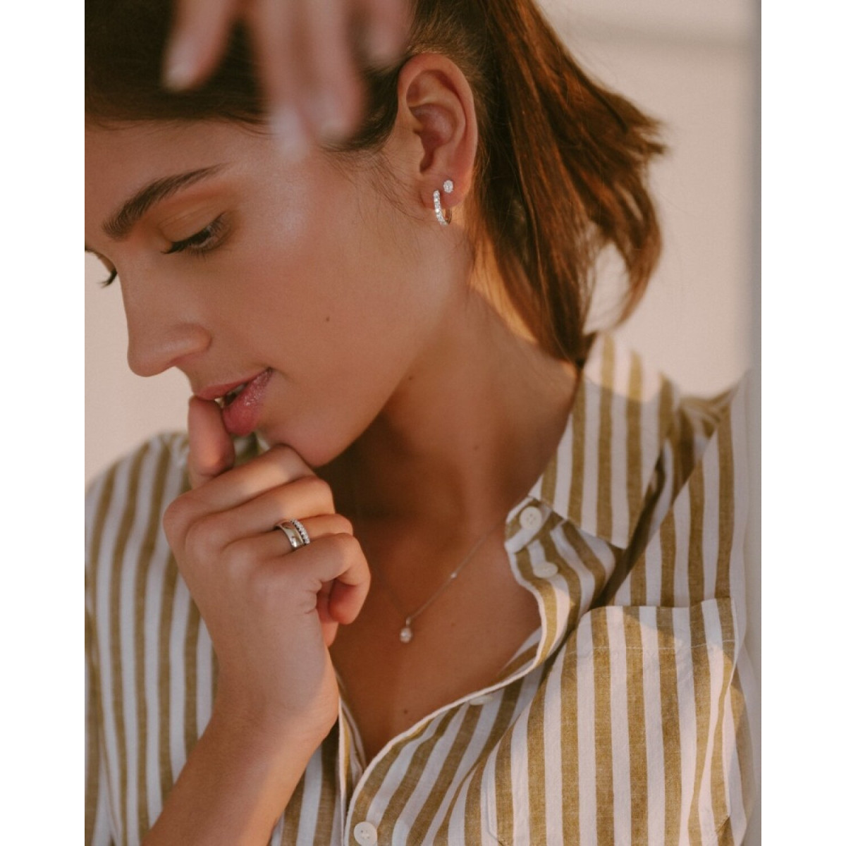Aurore Franky CA25730050 18-karaat witgouden ketting met ovale labgrown diamant 0.50 crt - Lengte 42-45 cm