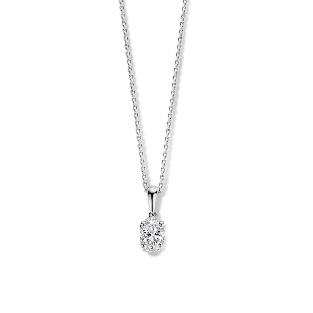 Aurore Franky CA25730050 18-karaat witgouden ketting met ovale labgrown diamant 0.50 crt - Lengte 42-45 cm