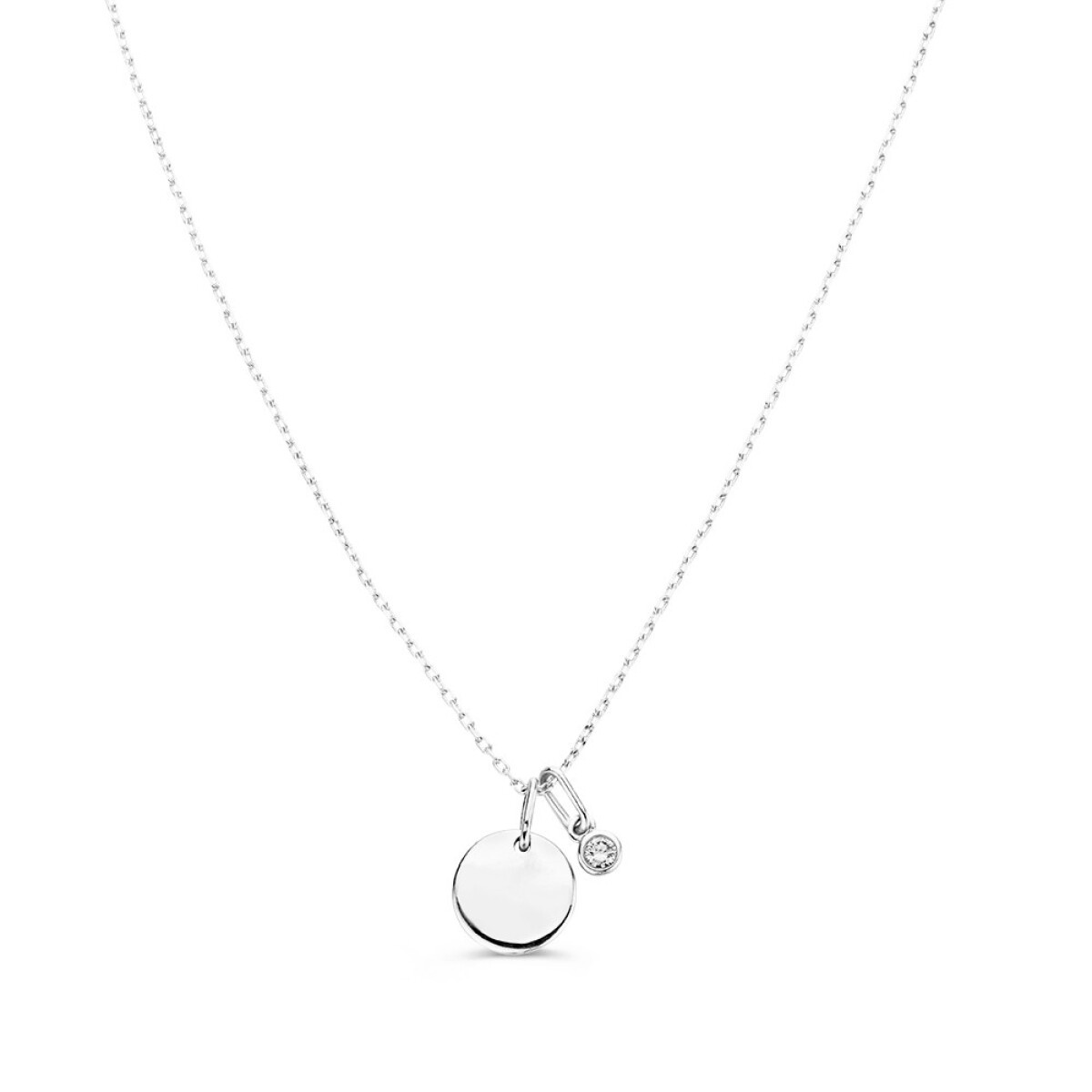 Aurore Graveerplaatje CA27100005-W 18-karaat witgouden personaliseerbare ketting lab grown diamant 0.05 crt